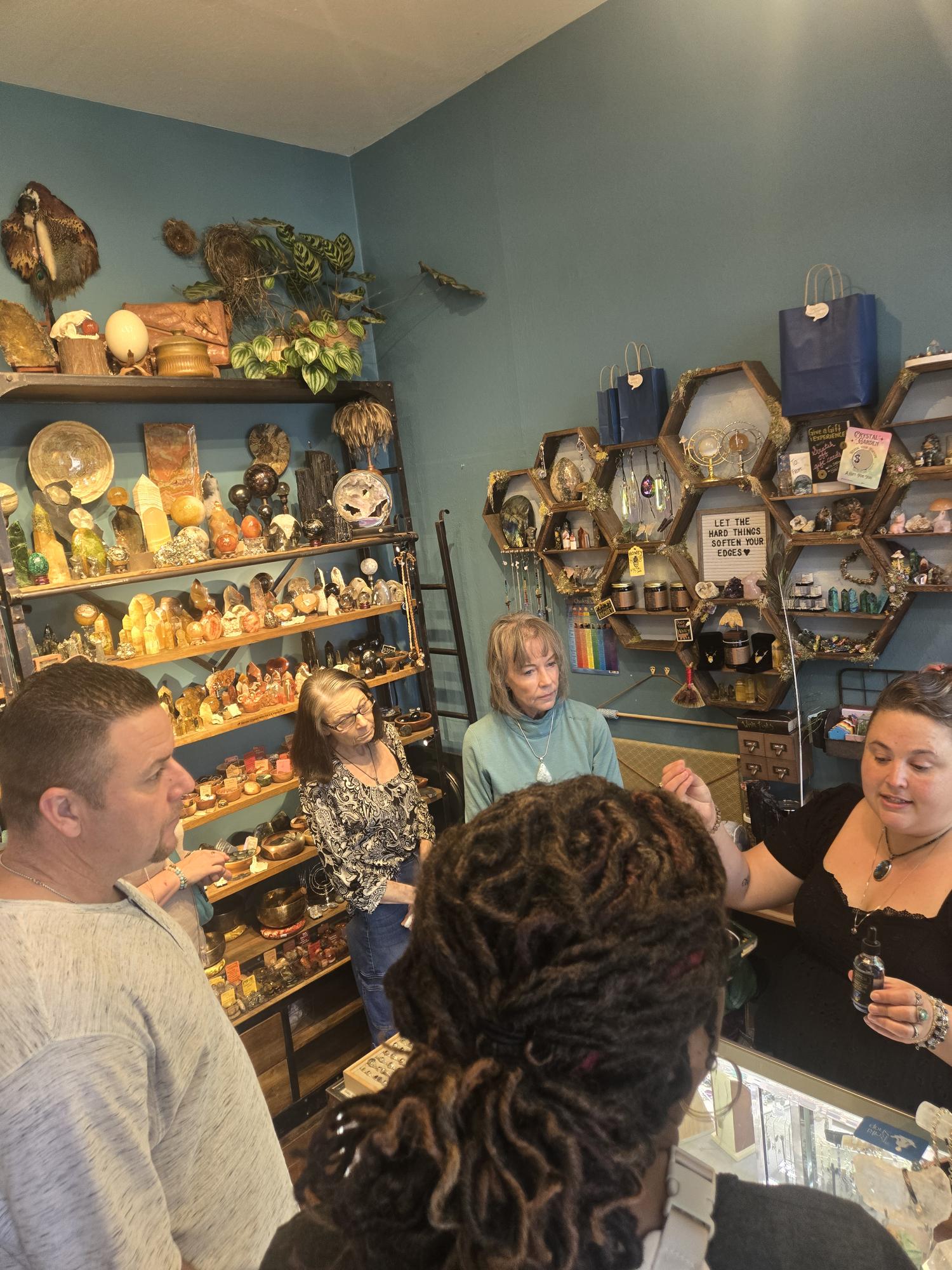 A small Bay Area crystal shop with curated displays